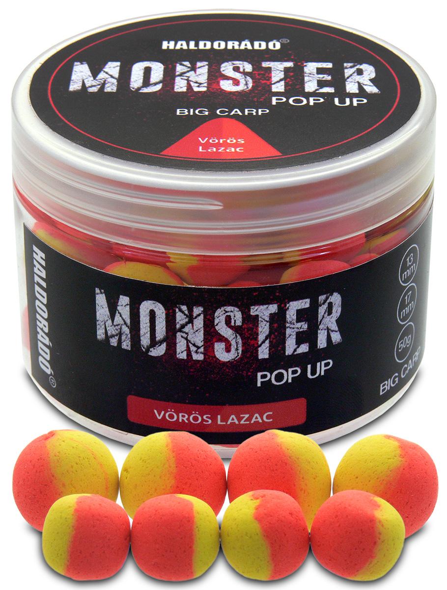 Boilies HALDORADO Monster Pop-UP Big Carp 13, 17mm 50g Červený losos