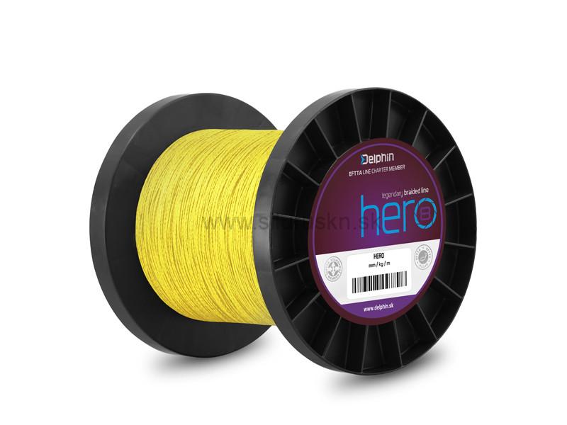 Šnúra Delphin HERO 8 / fluo žltá 0,25mm 19,10kg 1000m