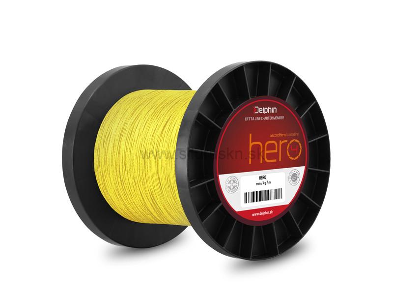 Šnúra Delphin HERO 4 / fluo žltá 0,20mm 13,20kg 1000m