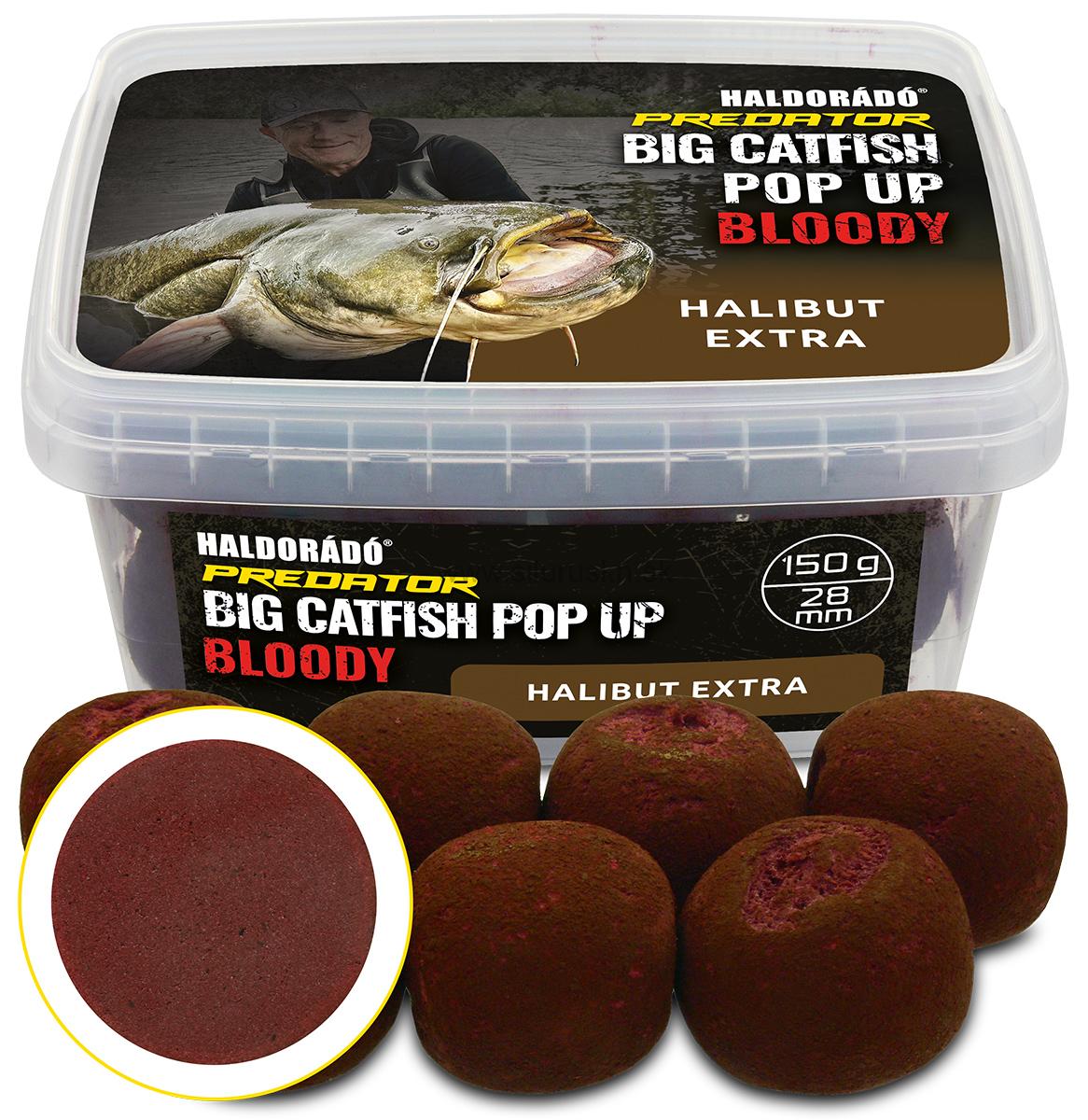 Boilies Haldorádó Catfish Pop Up Bloody 28mm Halibut Extra