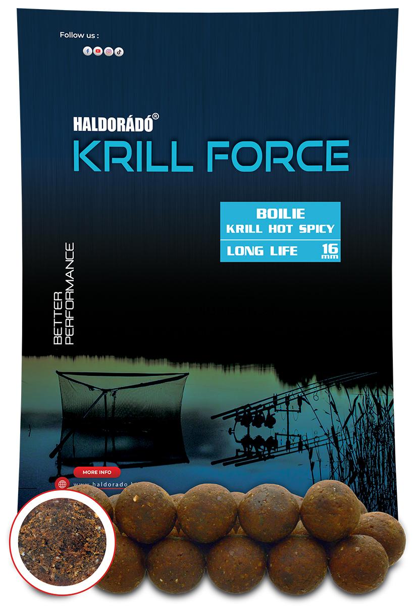 Boilies Haldorádó KRILL FORCE Boilie Long Life 16mm 700g Krill Hot Spicy
