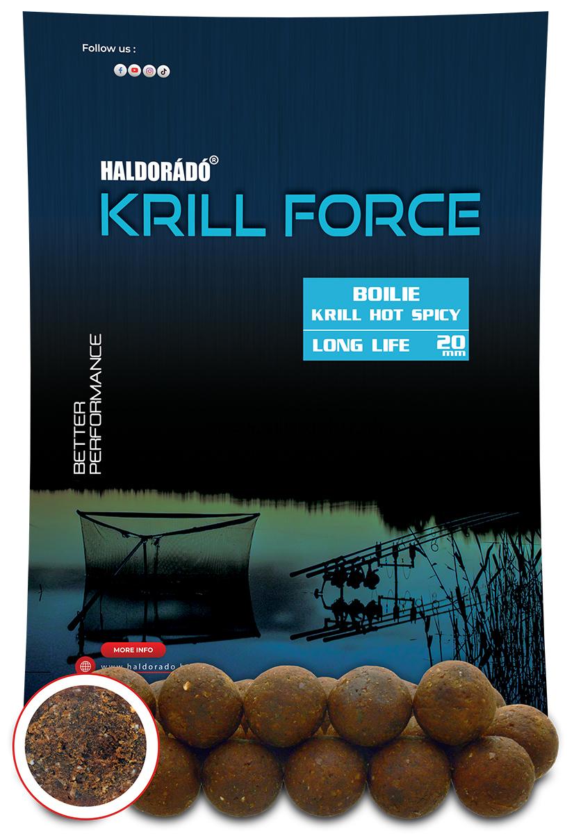 Boilies Haldorádó KRILL FORCE Boilie Long Life 20mm 700g Krill Hot Spicy