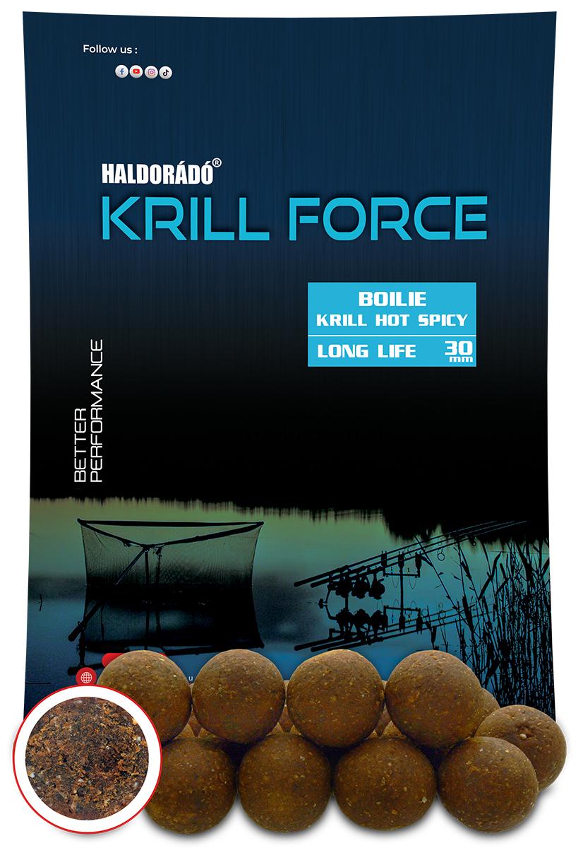 Boilies Haldorádó KRILL FORCE Boilie Long Life 30mm 700g Krill Hot Spicy