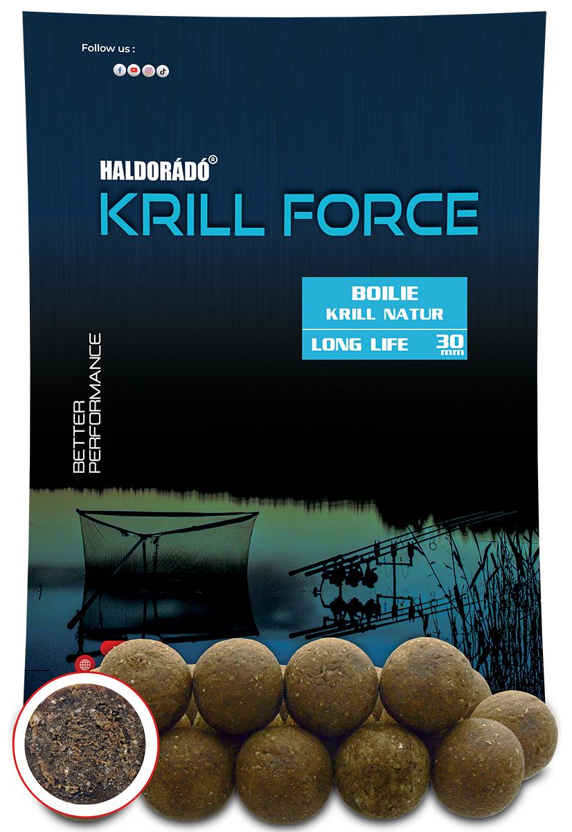 Boilies Haldorádó KRILL FORCE Boilie Long Life 30mm 700g Krill Natur